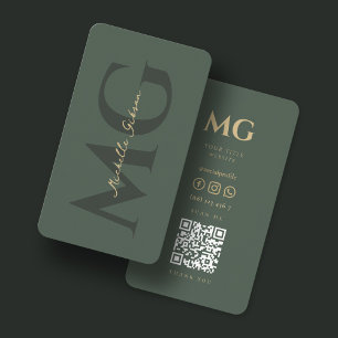 Elegant Monogram QR Code Social Professional Business Card