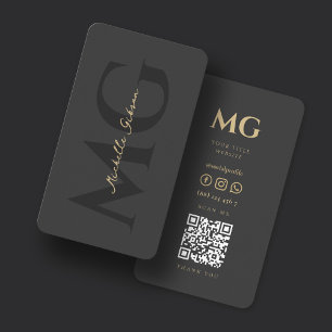 Elegant Monogram QR Code Social Professional Business Card