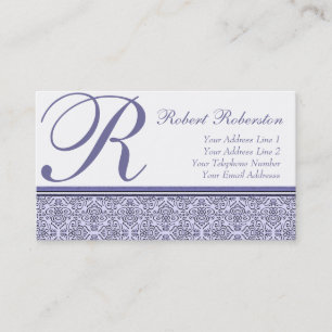 Elegant Monogram R Lilac Purple Pattern Business Card
