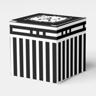 Elegant Monogram R Striped Black and White Favor Box