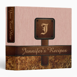 Elegant Monogram Recipe Leather Look #10 Binder