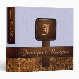 Elegant Monogram Recipe Leather Look #11 Binder