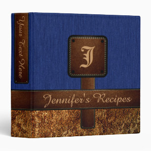 Elegant Monogram Recipe Leather Look #12 Binder