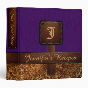 Elegant Monogram Recipe Leather Look #5 Binder
