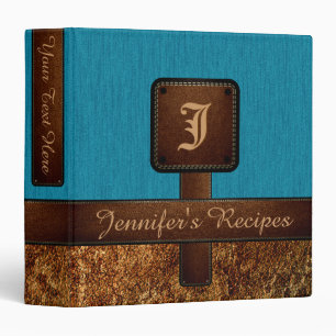 Elegant Monogram Recipe Leather Look #7 Binder