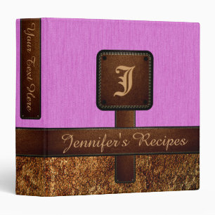 Elegant Monogram Recipe Leather Look #9 Binder