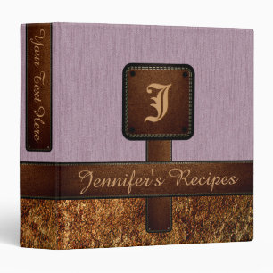 Elegant Monogram Recipe Leather Look Binder