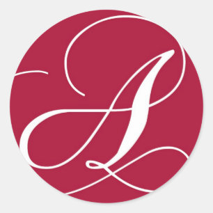 Elegant Monogram Red and White Wedding Sticker