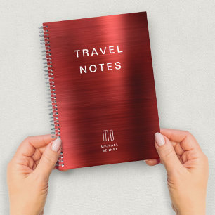 Elegant Monogram Red Travel Notebook
