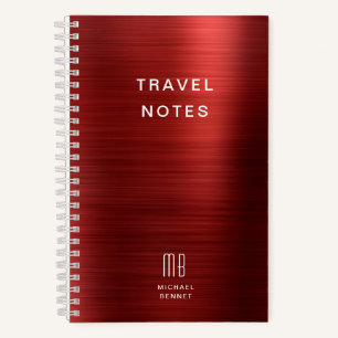 Elegant Monogram Red Travel Notebook