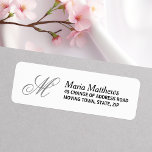 Elegant monogram return address<br><div class="desc">Elegant return address label featuring a gray monogram initial. Customizable name and address.</div>