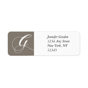 Elegant Monogram Return Address Label Grey Silver