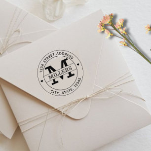 Elegant Monogram Return Address  Rubber Stamp