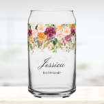 Elegant Monogram Rose Garden Floral Bridesmaid Can Glass<br><div class="desc">Introducing our Elegant Monogram Rose Garden Floral Bridesmaid Can Glass. Featuring floral watercolor illustration and elegant script text that can be personalized. It adds nature touch to your style. Suitable as a bridesmaid gift or a wadding favour.</div>