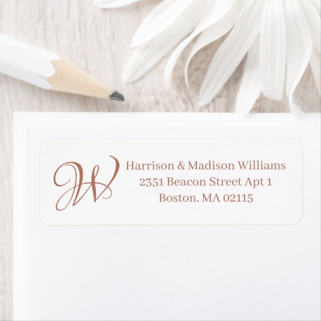 Elegant Monogram rose gold custom Return Address (Insitu)