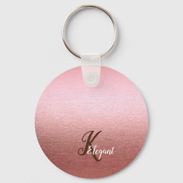 Elegant Monogram Rose Gold Keychain (Front)