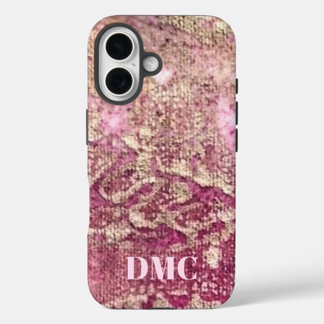 Elegant monogram rose gold pink gradient pattern  Case-Mate iPhone case (Back)
