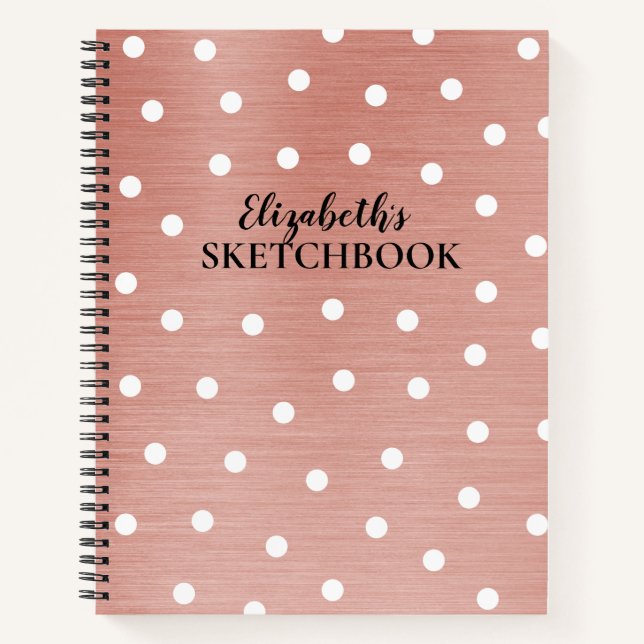 Elegant Monogram Rose Gold Sketchbook Notebook (Front)