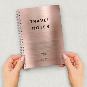 Elegant Monogram Rose Gold Travel Notebook