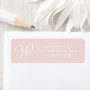 Élégant Monogram rose pâle adresse de retour perso