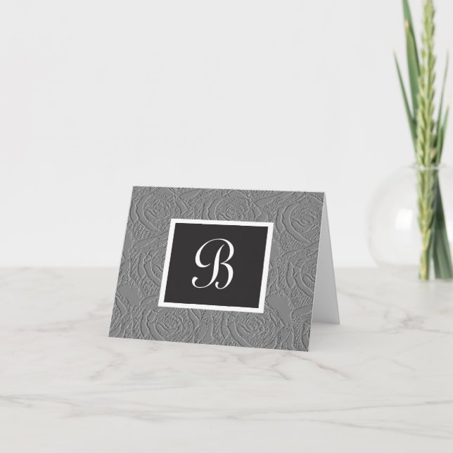 Elegant Monogram Roses Letter B Custom Notecard (Front)