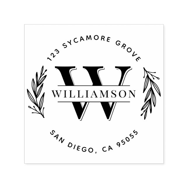 Elegant Monogram | Round Family Return Address Self-inking Stamp (Design)