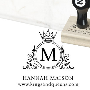 Elegant, Monogram, Royal, Crown, Logo Rubber Stamp