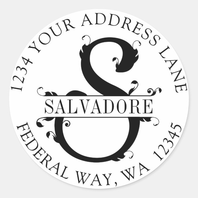 Elegant Monogram S Circular Envelope Seal (Front)