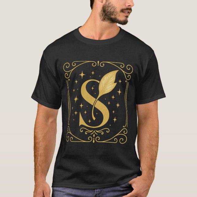 Elegant Monogram “S” with Leaf  T-Shirt (Front)