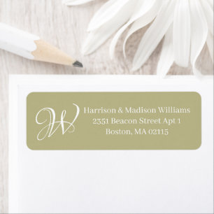 Elegant Monogram sage green custom Return Address