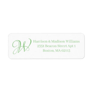 Elegant Monogram sage green custom Return Address 