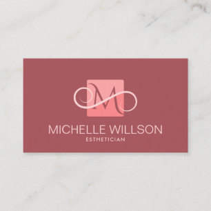 Elegant Monogram - Salmon pink and lavender blush Business Card