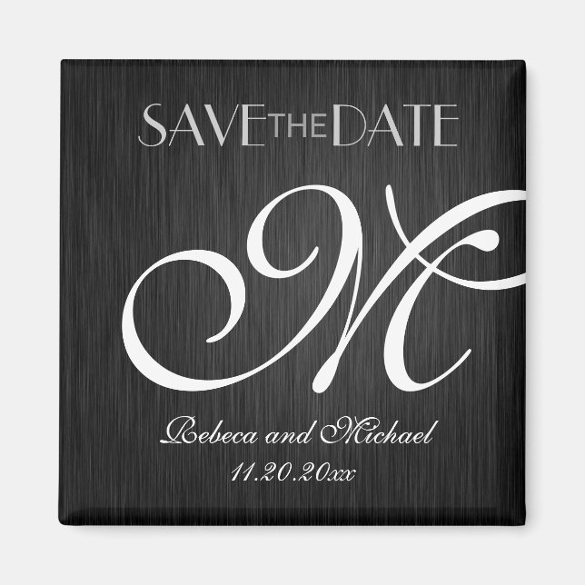 Elegant Monogram Save the Date magnets (Front)