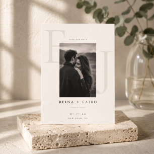 Elegant Monogram Save The Date Photo Card