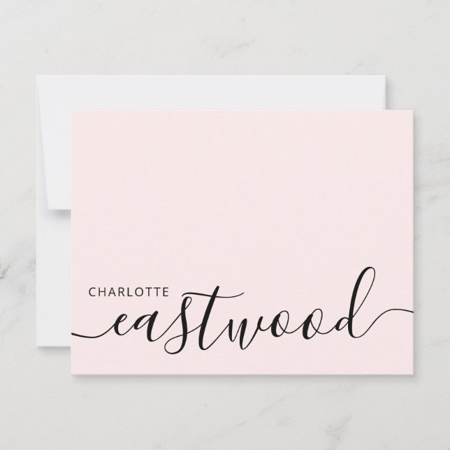 Elegant Monogram Script Blush Pink Card (Front)