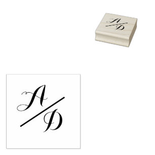 Elegant Monogram Script Bride Groom Wedding  Rubber Stamp