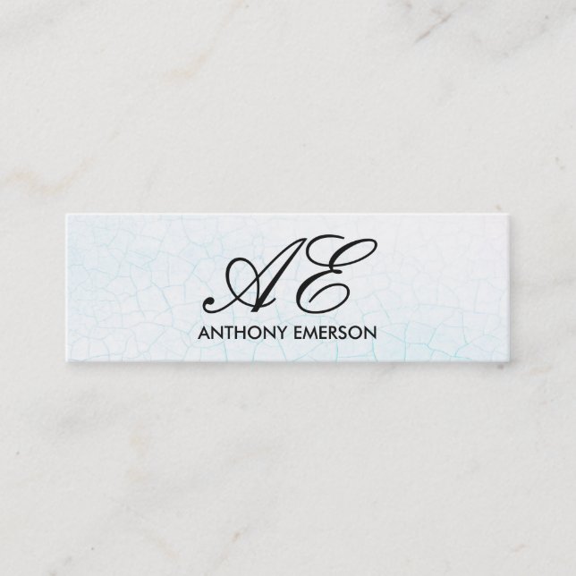 Elegant Monogram Script Contemporary Background Mini Business Card (Front)