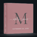 Elegant Monogram Script Dusty Rose Wedding Binder<br><div class="desc">Chic wedding album with your stylish monogram initial in dark grey and your names in white elegant handwritten script calligraphy on a dusty rose background. Simply add your names, monogram and wedding date. A beautiful wedding keepsake gift album for all your wedding photos and memories. Exclusively designed for you by...</div>
