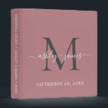 Elegant Monogram Script Dusty Rose Wedding Binder<br><div class="desc">Chic wedding album with your stylish monogram initial in dark grey and your names in white elegant handwritten script calligraphy on a dusty rose background. Simply add your names, monogram and wedding date. A beautiful wedding keepsake gift album for all your wedding photos and memories. Exclusively designed for you by...</div>