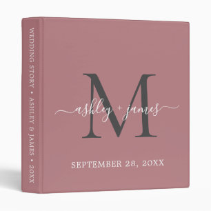 Elegant Monogram Script Dusty Rose Wedding Binder