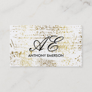Elegant Monogram Script Gold Grunge Business Card