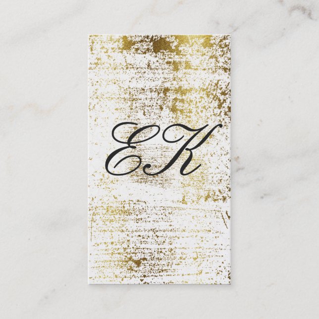 Elegant Monogram Script Gold Grunge Business Card (Front)