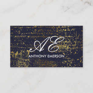 Elegant Monogram Script Gold Grunge Business Card