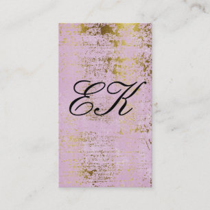 Elegant Monogram Script Gold Grunge Pink Business Card