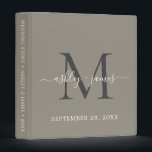 Elegant Monogram Script Grey Wedding Binder<br><div class="desc">Chic wedding album with your stylish monogram initial in dark grey and your names in white elegant handwritten script calligraphy on a felted wool grey background. Simply add your names, monogram and wedding date. A beautiful wedding keepsake gift album for all your wedding photos and memories. Exclusively designed for you...</div>
