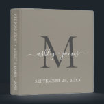 Elegant Monogram Script Grey Wedding Binder<br><div class="desc">Chic wedding album with your stylish monogram initial in dark grey and your names in white elegant handwritten script calligraphy on a felted wool grey background. Simply add your names, monogram and wedding date. A beautiful wedding keepsake gift album for all your wedding photos and memories. Exclusively designed for you...</div>