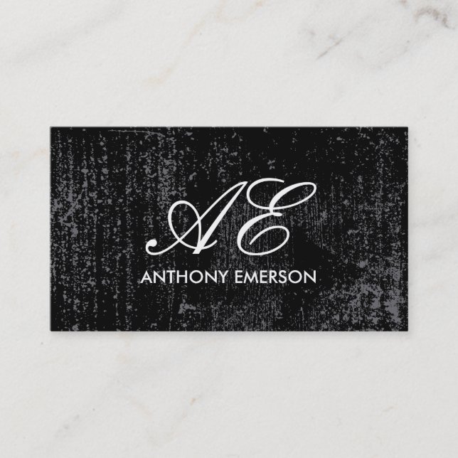 Elegant Monogram Script Grunge Business Card (Front)