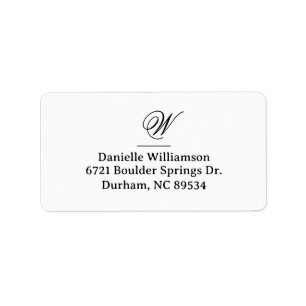 Elegant Monogram Script Initial Return Address Label