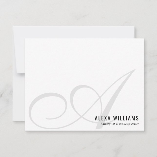 Elegant Monogram Script Initial Simple Business Card (Front)