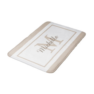 Elegant Monogram Script Name Bath Mat